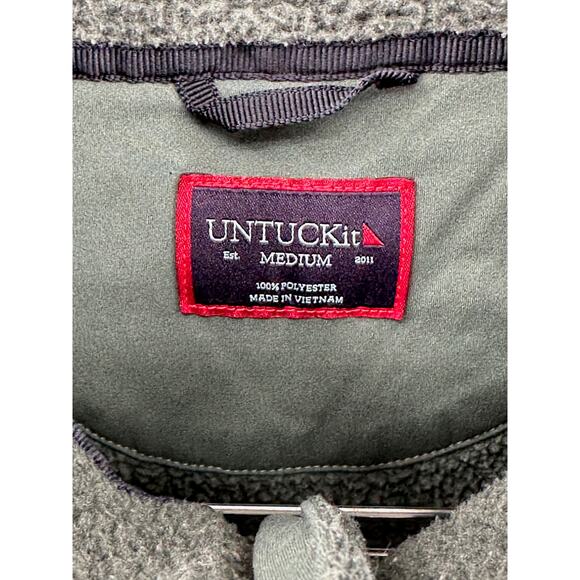 UNTUCKit‎ Sweater Mens Medium Gray Green Neyers 1/4 Zip Fleece Pullover Outdoors - Picture 2 of 7